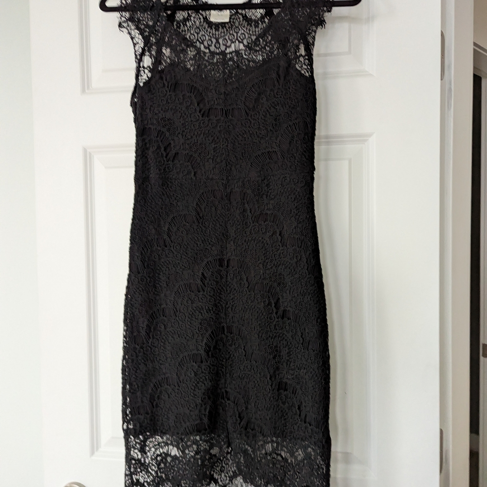 Free People Black Lace Midi Dress